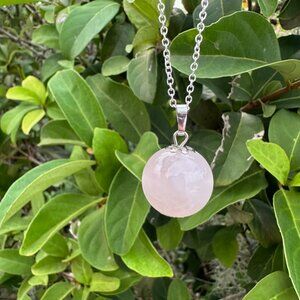 NEW Rose Quartz Ball Pendant Necklace